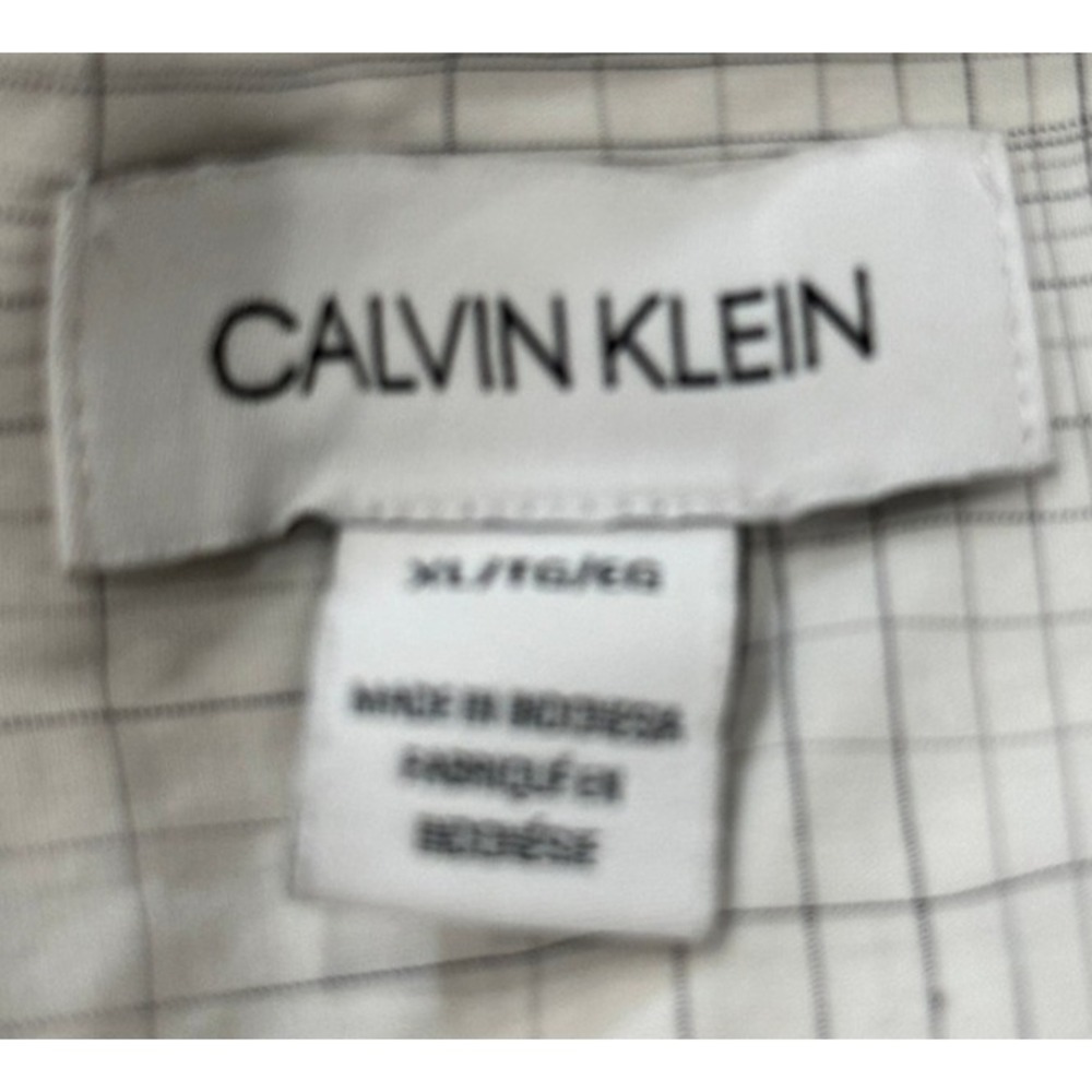 Calvin Klein Shirt Mens Shirt‎ XL White Plaid Casual Short Sleeve Cotton Shirt - Picture 9 of 9